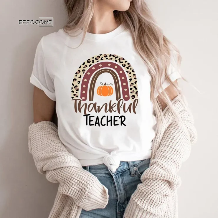 Rainbow Pumpkin Thanksgiving Teacher T-Shirt