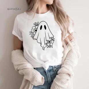 Halloween Ghost Party Floral T-Shirt