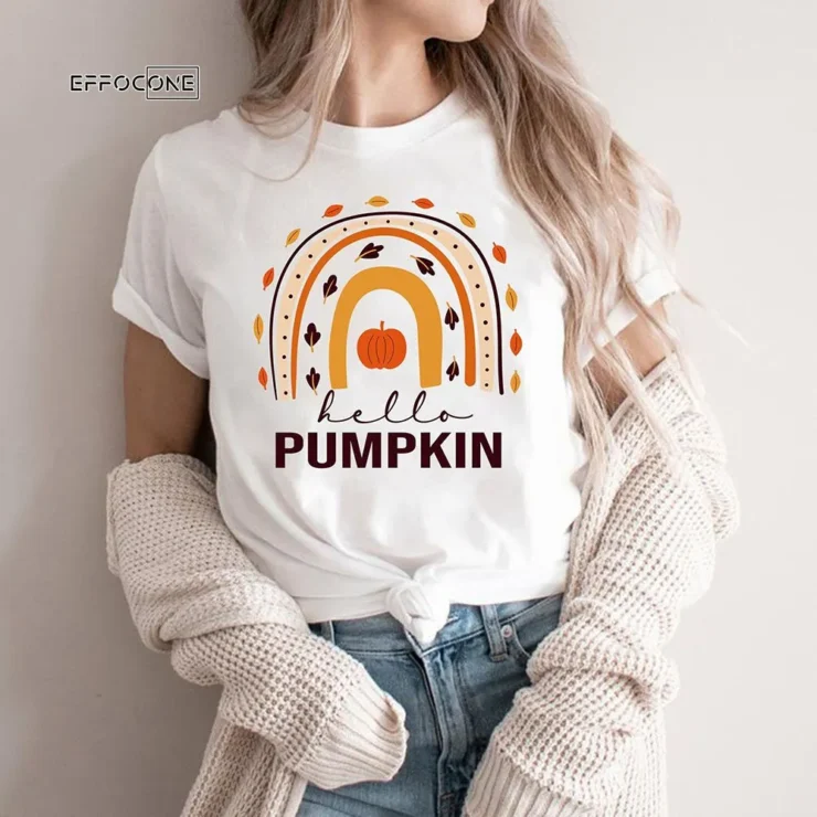 Hello Pumpkin Fall Vibes Peace Love Thanksgiving T-Shirt