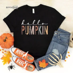 Hello Pumpkin Fall Vibes Peace Love Thanksgiving T-Shirt