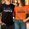 HELLO PUMPKIN Fall Thank s Giving Floral Halloween T-shirt