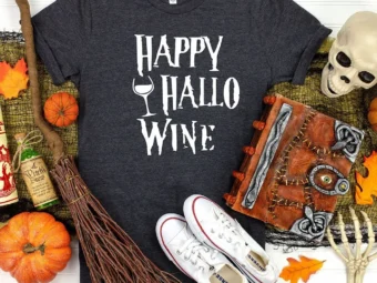 Happy Hallo Wine Halloween T-Shirt