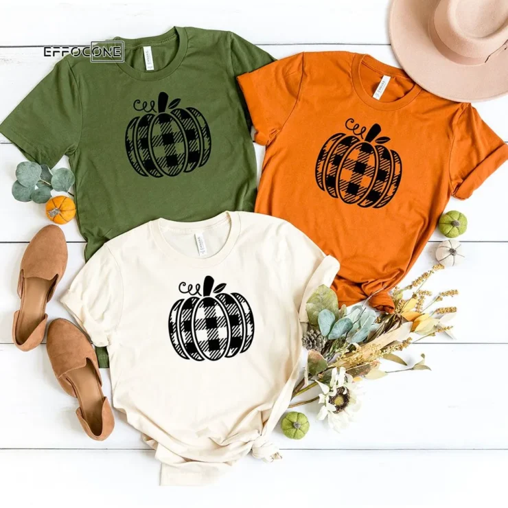 Plaid Pumpkin Thankgiving T-Shirt