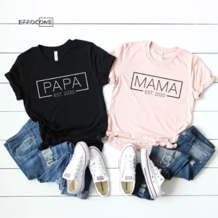 Papa and Mama Est. 2020 T-Shirt