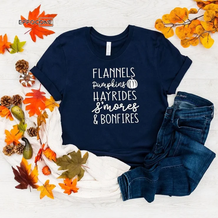 Flannels Pumpkins Hayrides Thanksgiving T-Shirt