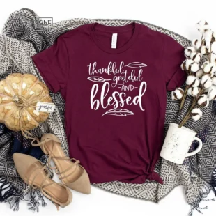 Thankful Grateful Blessed Thanksgiving T-Shirt