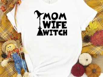 Mom Wife Whitch Halloween Pumpkin T-Shirt