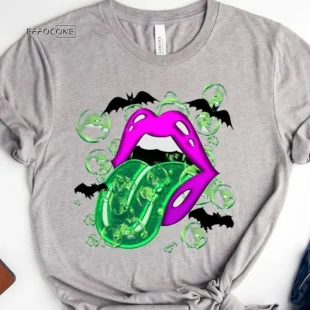 Halloween Lips For Women Cauldron Witch T-shirt