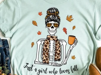 Just a Girl Who Loves Fall Skeleton T-Shirt