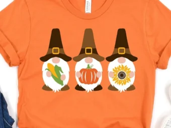 Pilgrim Gnomes Fall Pumpkin T-Shirt