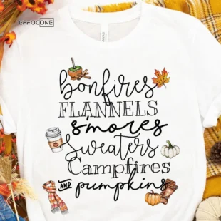 Bonfires Flannels Smores Campfires And Pumpkins T-shirt