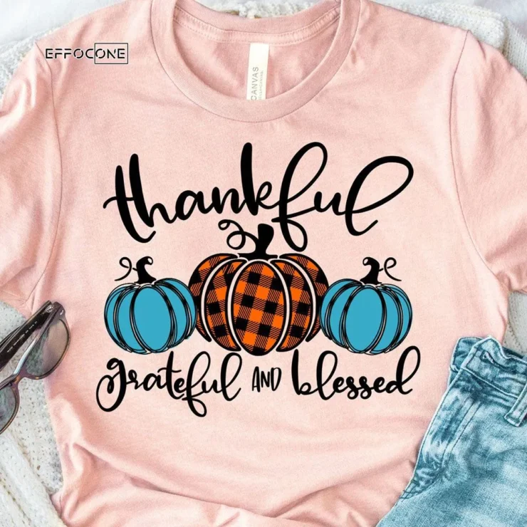 Thankful Grateful and Blessed Pumpkin T-Shirt