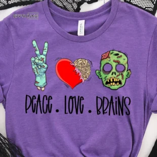 Peace Love Brains Zombie T-Shirt