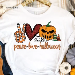 Peace Love Halloween Jack O Lantern T-Shirt