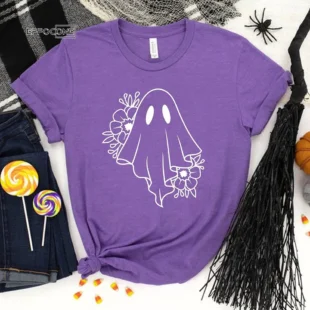 Halloween Ghost Party Floral T-Shirt