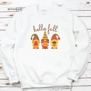 Hello Fall Gnomes Day Thankgiving T-Shirt