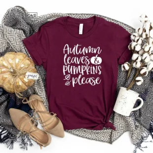 Autumn Leaves Pumpkin PleaseThanksgiving T-shirt