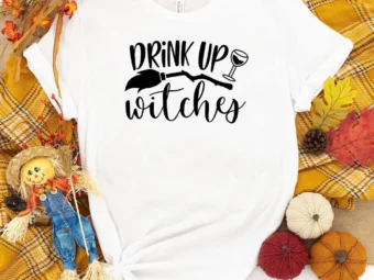 Drink Up Witches Cheers Witches Pumpkin T-Shirt