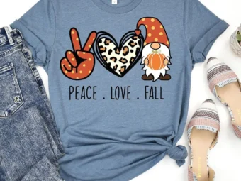 Peace Love Fall Gnome Fall T-shirt