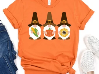 Pilgrim Gnomes Fall Pumpkin T-Shirt