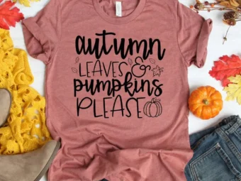 Autumn Leaves and Pumpkins Please Fall T-Shirt