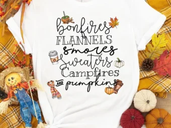 Bonfires Flannels Smores Campfires And Pumpkins T-shirt