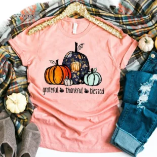 Grateful Thankful Blessed Pumpkin T-Shirt