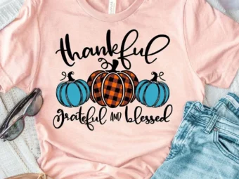 Thankful Grateful and Blessed Pumpkin T-Shirt