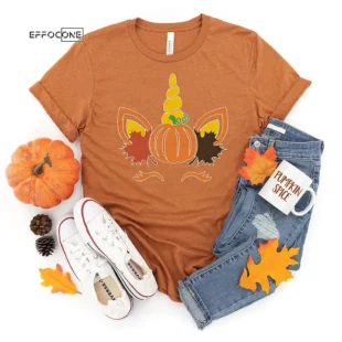 Unicorn Fall Pumpkin Thanksgiving T-Shirt