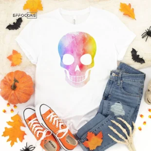 Watercolor Skull Halloween T-Shirt