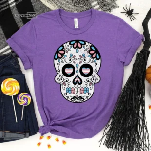 Transgender Halloween Sugar Skull T-Shirt