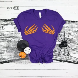 Skeleton Hand Bra Funny Halloween T-Shirt