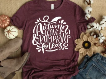 Autumn Leaves and Pumpkin Please T-Shirt