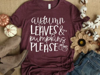 Autumn Leaves and Pumpkin Please T-Shirt
