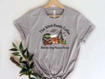 This Witch Needs Coffee Halloween T-shirt