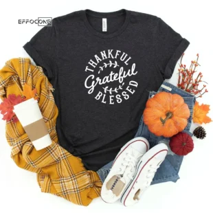 Thankful Grateful Blessed Thanksgiving T-Shirt