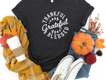 Thankful Grateful Blessed Thanksgiving T-Shirt