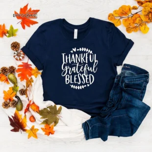 Thankful Grateful Blessed Thanksgiving T-Shirt