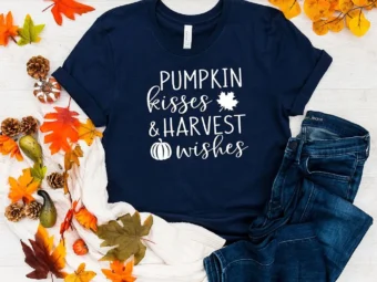 Pumpkin Kisses Harvest Wishes Thanksgiving T-Shirt