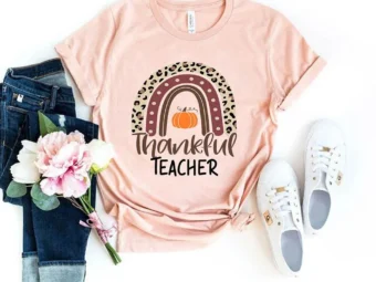 Rainbow Pumpkin Thanksgiving Teacher T-Shirt