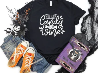 Will Trade Candy For Wine Funny Halloween T-Shirt