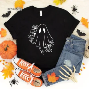 Halloween Ghost Party Floral T-Shirt