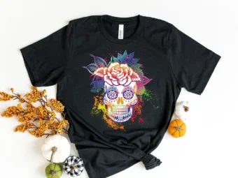 Sugar Skull Flower Rainbow T-Shirt