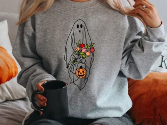 Floral Ghost Halloween T-shirt