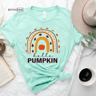 Hello Pumpkin Fall Vibes Peace Love Thanksgiving T-Shirt