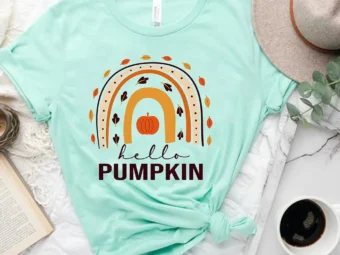 Hello Pumpkin Fall Vibes Peace Love Thanksgiving T-Shirt