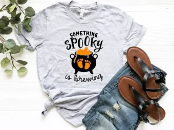 Something Spooky Is Brewing Halloween Pregnancy T-shirt