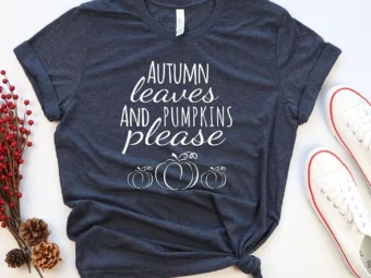 Autumn Leaves and Pumpkins Please T-Shirt
