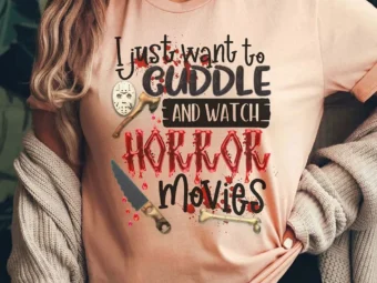 Cuddle and Watch Horror Movies Halloween T-Shirt