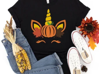 Unicorn Fall Pumpkin Thanksgiving T-Shirt